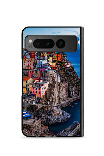 Covernex غطاء حماية لهاتف جوجل بيكسل فولد 5G، منازل ملونة على البحر