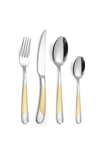 Trendy's 24-piece stainless steel cutlery set, for 6 people, TRENDY'S, luxury edition, chrome-gold