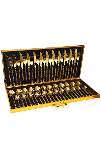 Trendy's 48-piece stainless steel cutlery set, TRENDY'S, luxury edition, gold, TCM-40G