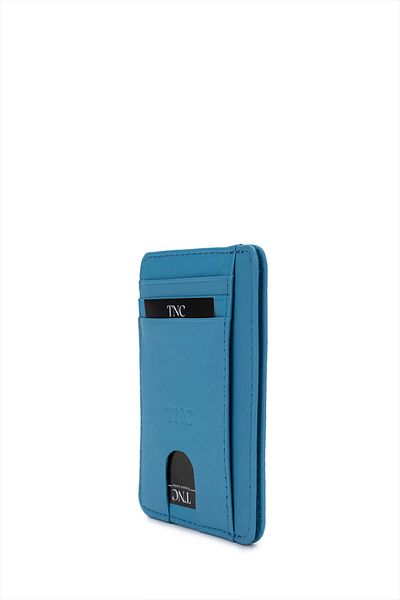 Tamer Tanca Unisex Genuine Leather Blue Card Holder