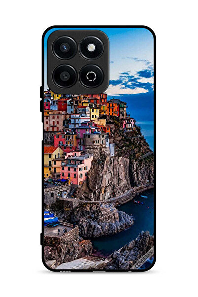 Covernex غطاء حماية لهاتف Honor Play 60 Plus 5G بطبعة منازل ملونة على البحر