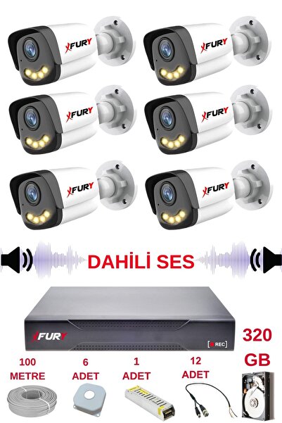 FURY 6 lı Sesli Gece Renkli Görüş Güvenlik Kamerası Su Geçirmez Güvenlik Kame...