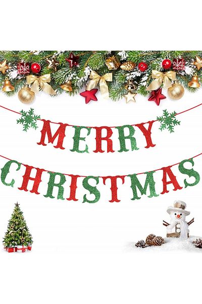 OEM Christmas banner EU-PJLQ003, paper/polyester, red/green