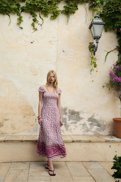 Stradivarius Flowy long printed dress