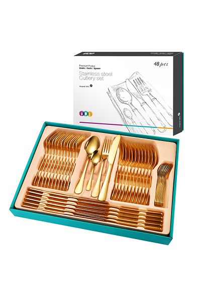 Trendy's 48-piece stainless steel cutlery set, TRENDY'S, gold