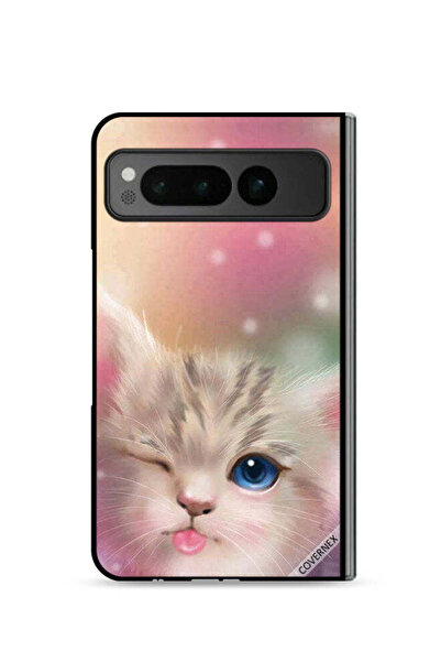 Covernex غطاء حماية لهاتف جوجل بيكسل فولد 5G بتصميم قطة لطيفة