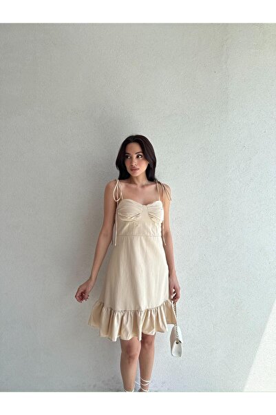 Mooi Butik Μίνι Φόρεμα WESTON 4903 - Κρεμ