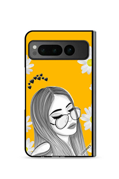 Covernex غطاء حماية لهاتف جوجل بيكسل فولد 5G بتصميم فتاة ونظارات فنية