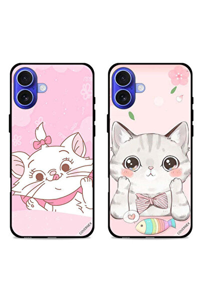 Covernex حافظتان واقيتان لهاتف Apple iPhone 16 Plus بتصميم قطة وسمكة قطة