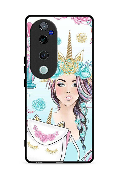 Covernex غطاء حماية لهاتف Vivo V40 Pro 5G مزين برسومات رموش على الحقيبة وفتاة...