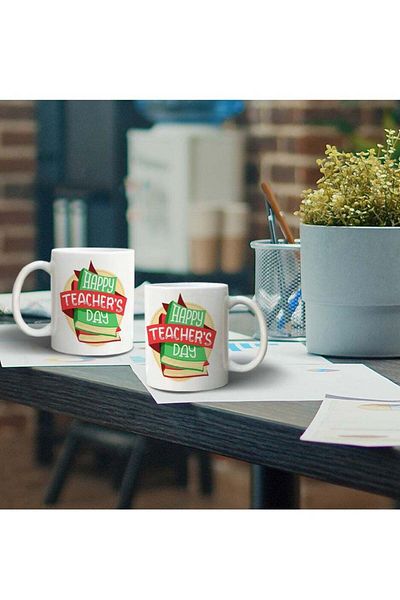 Story of candle Ceramic Mug with 'Happy Teacher's Day' Design in White