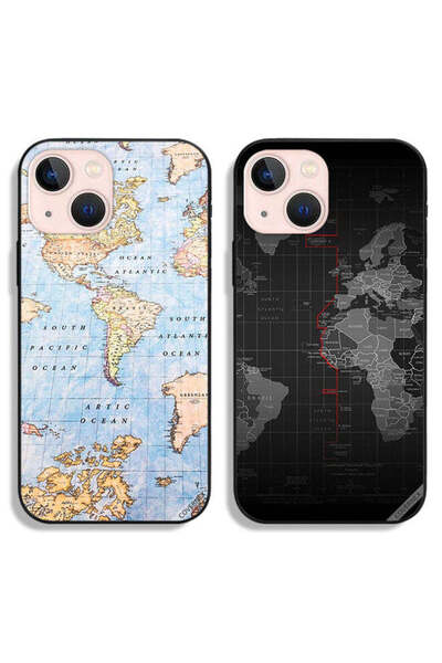 Covernex حافظتان واقيتان لهاتف Apple iPhone 13 mini مع خريطة العالم