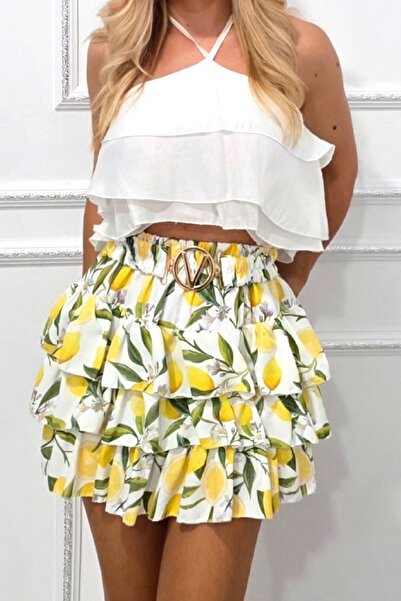 FashionForYou VareLa culotte skirt, with layered ruffles and fixed belt, Lamai