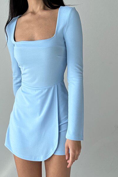 World Fashion Trends Sırtı Fermuarlı Uzun Kollu Şortlu Tulum