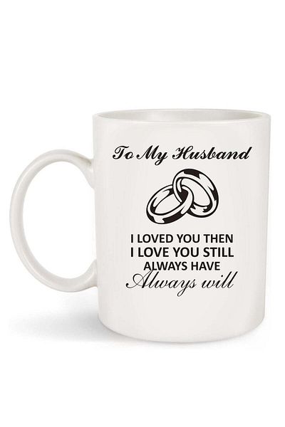 Story of candle Ceramic Mug with 'Gift for Husband' Design in White