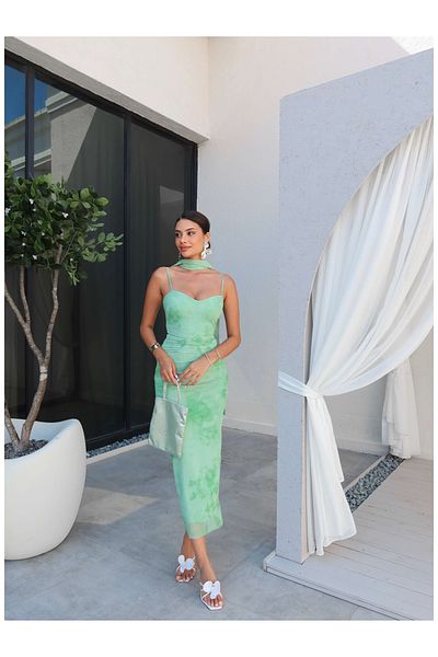 ESRAHELVACI Tie Dye Pattern Draped Dress