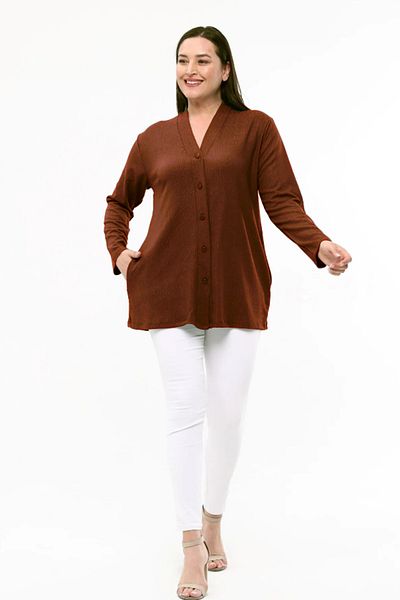 Laden Women's Summer Cardigan Spring Wrinkle Fabric Mother Classic Matte Dark Mink