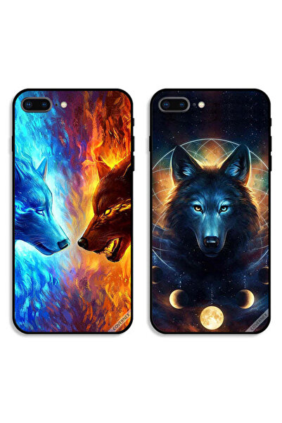 Covernex حافظتان واقيتان لهاتف Apple iPhone 8 Plus بتصميم الذئب والفضاء