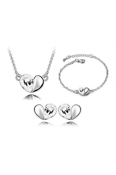 Kelan Set de bijuterii elegant – Inimă cu brățară și prințesă din cristal alb