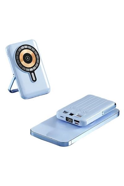 OEM Magnetic Wireless External Battery with Foldable Stand - 10000mAh, Digital Display, 3 Cables