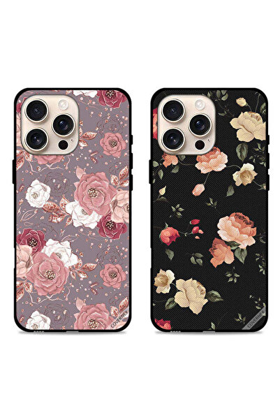 Covernex حافظتان لهاتف Apple iPhone 16 Pro Max بغطاءين واقيين بخلفية زهرية وزهرة اللوتس الملونة