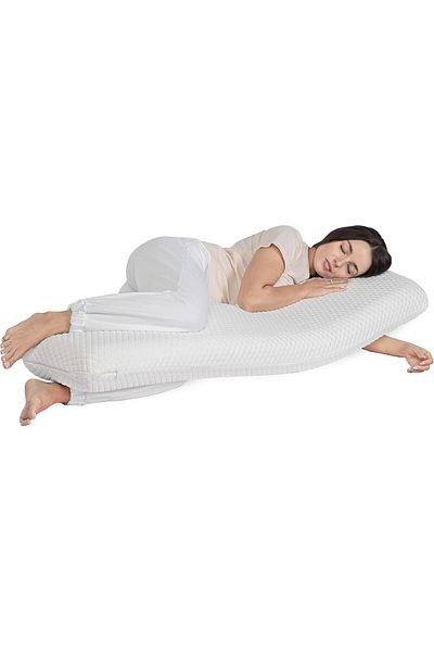 Moon Multi function pillow - Full Body Pillow with Memory Foam, Long Pillow (White)
