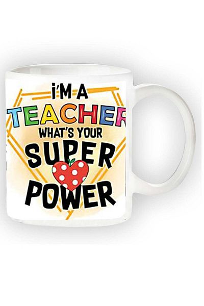 Story of candle Ceramic Mug with 'Gift for Teacher' Design in White