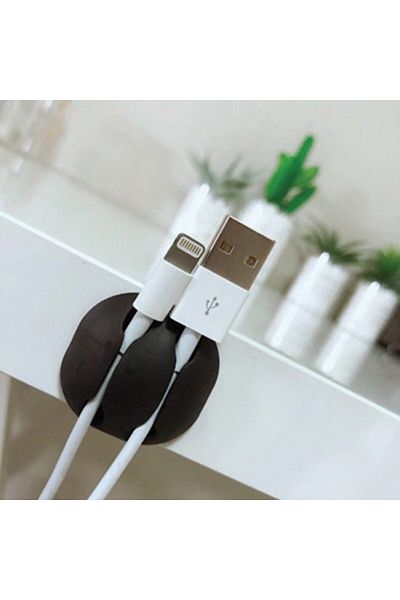 DAsiNU Set of 4 Black Self-Adhesive Cable Organizer Hooks