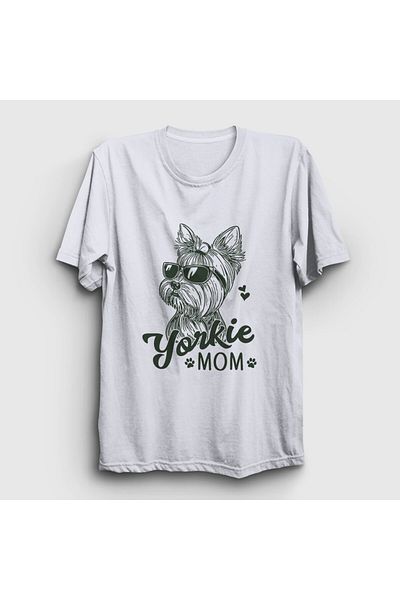Presmono Unisex Λευκό Yorkie Mom Mama Yorkshire Terrier T-Shirt 556643tt