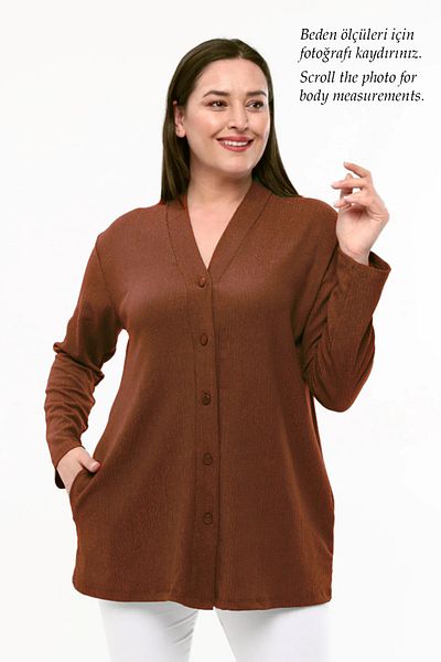 Laden Women's Summer Cardigan Spring Wrinkle Fabric Mother Classic Matte Dark Mink