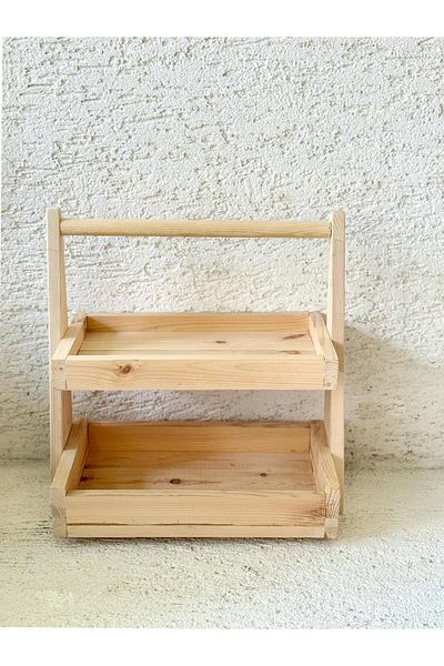 Maison Avf 2 Tier Wooden Shelf Organizer with Carrying Handle |   Kitchen & Bathroom Organizer