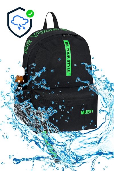 PowerSpeed Unisex Black Green Large Volume Backpack Suitable for Daily and School Use