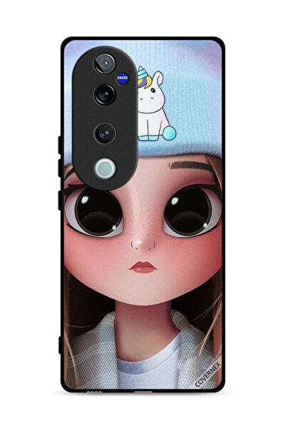 Covernex غطاء حماية لهاتف Vivo V40 Pro 5G بتصميم فتاة وحيد القرن اللطيفة