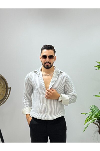 HA-KA GİYİM Cămașă pentru bărbați cu mânecă lungă în dungi, sezon nou, Old Mo...