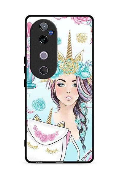 Covernex غطاء حماية لهاتف Vivo V40 5G مزين برسومات رموش على الحقيبة وفتاة وحي...