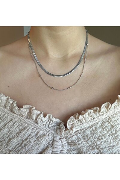 Merve Çebi Accessories قلادة فضية إيطالية ودوريكا من الفولاذ
