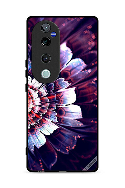 Covernex غطاء حماية لهاتف Vivo V40 Pro 5G مزين بزهرة كبيرة عاكسة على الجانب ا...