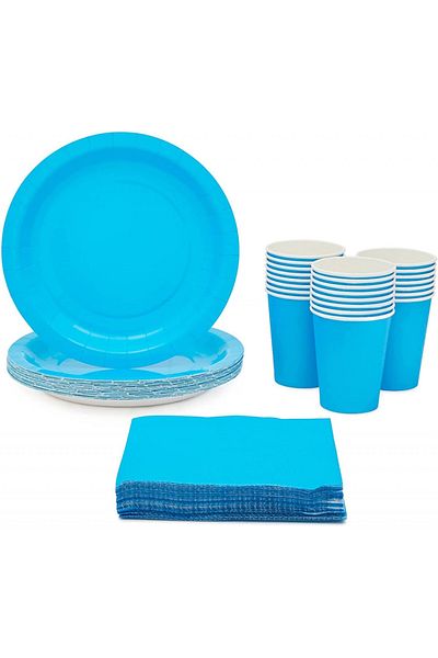 Juvale party tableware set, paper, blue, 72 pieces