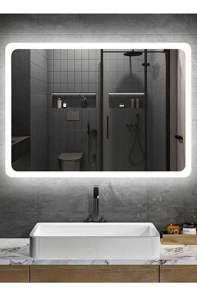 Taimi 70x50cm LED Rectangular Mirror with Touch Control, Side Light, for Bathroom and Makeup