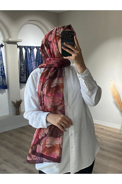 Merwiss Aura Silk Crepe Shawl - Plum
