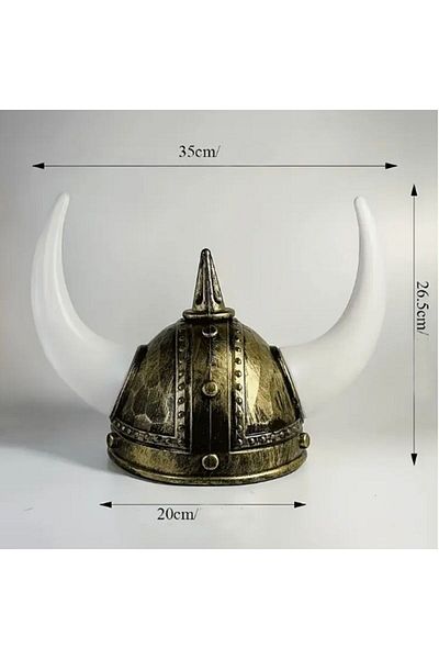 partidolu Halloween Mega Horned Plastic Viking Warrior Καπέλο για ενήλικες Χρυσό Αντίκα Χρώμα