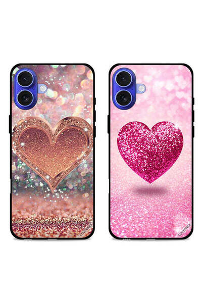 Covernex حافظتان لهاتف Apple iPhone 16 Plus بأغطية واقية لامعة على شكل قلوب