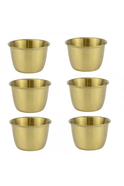 Culinaro Set of 6 stainless steel saucers 6xh4cm, gold