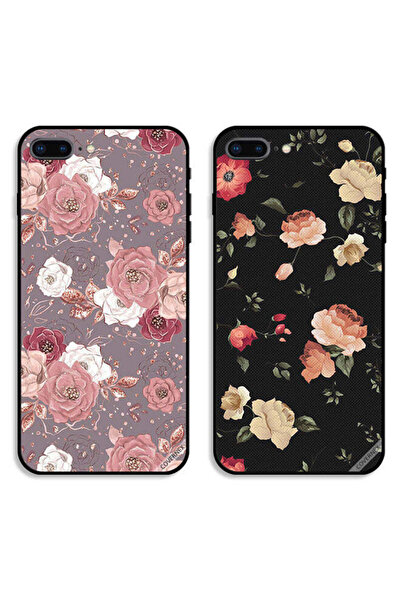 Covernex حافظتان واقيتان لهاتف Apple iPhone 7 Plus بخلفية زهرية وزهرة اللوتس الملونة