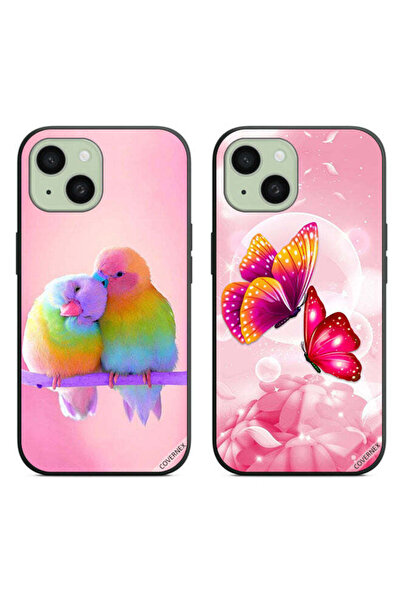 Covernex حافظتان واقيتان لهاتف Apple iPhone 15 Plus برسومات طيور لطيفة وفراشا...