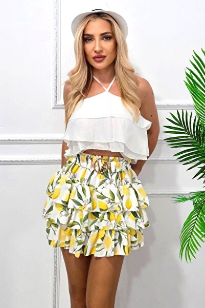 FashionForYou VareLa culotte skirt, with layered ruffles and fixed belt, Lamai