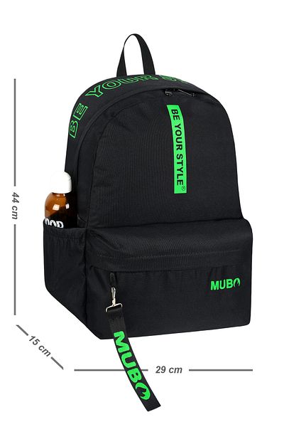 PowerSpeed Unisex Black Green Large Volume Backpack Suitable for Daily and School Use