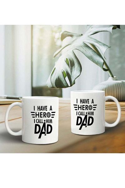 Story of candle Ceramic mug with 'Father's Day' design in white color