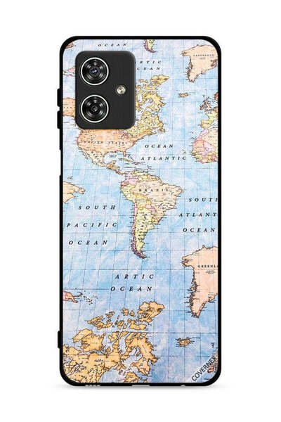 Covernex غطاء حماية لهاتف موتورولا موتو جي 54 5G بتصميم خريطة العالم