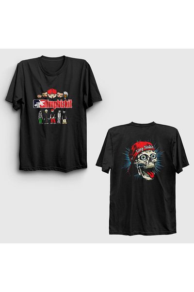 Presmono Unisex Μαύρη αφίσα Skull Limp Bizkit με στάμπα πλάτης 555818tt